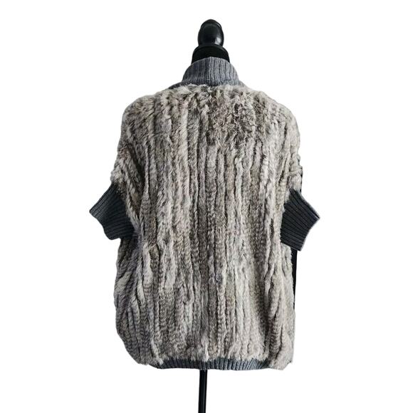 HAUTE HIPPIE Gray Rabbit Fur Wool Open Front Sweater Cardigan XS/S Pre-owned - Picture 4 of 9